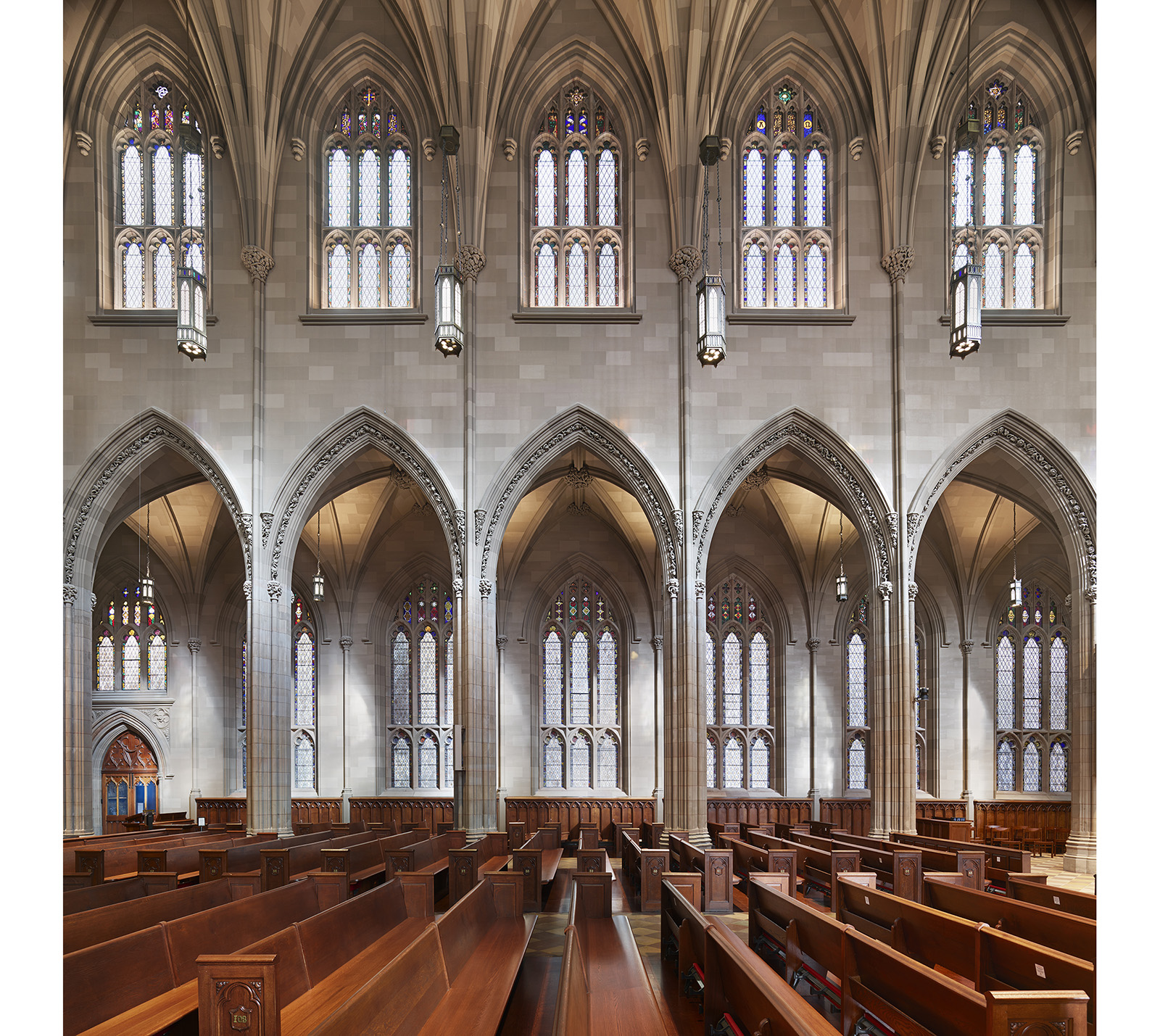 Photo of nave of Trinity Church Wall Street after restoration by MBB Architects