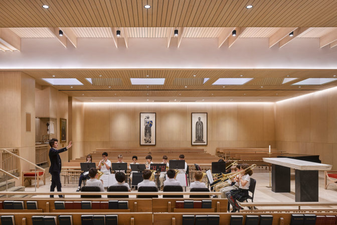 The chapel's multipurpose space supports rehearsals, performances and all school gatherings
