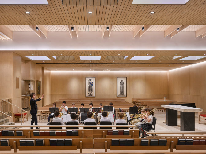 The chapel's multipurpose space supports rehearsals, performances and all school gatherings