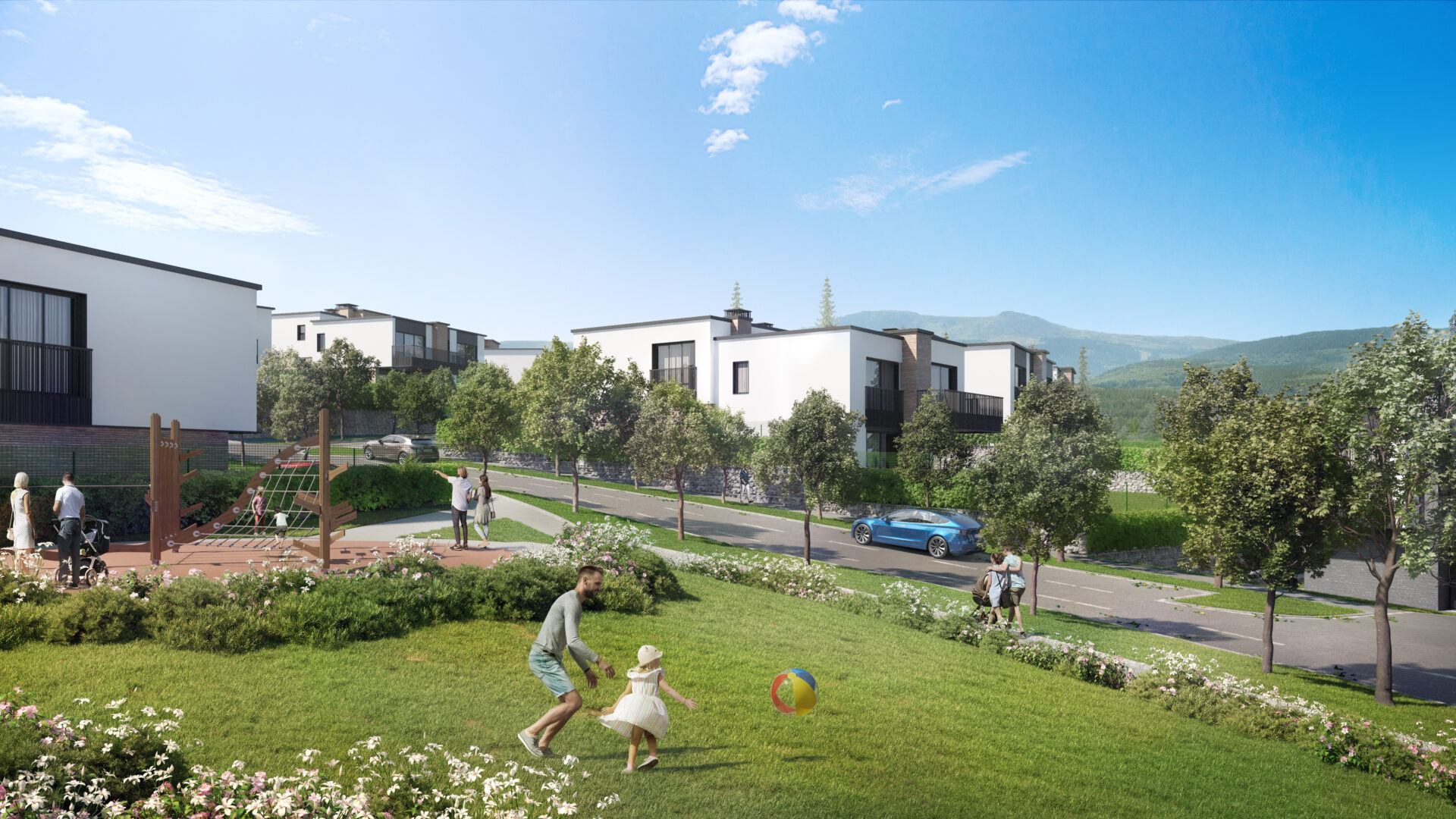 Rendering of Bistritsa Villas Community Plan by MBB Architects. Landscape architecture by RKLA.