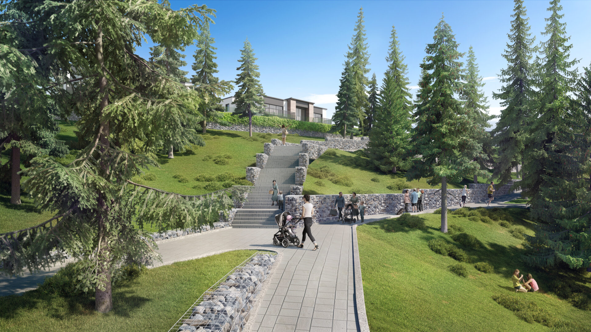 Rendering of Bistritsa Villas Community Plan by MBB Architects. Landscape architecture by RKLA.